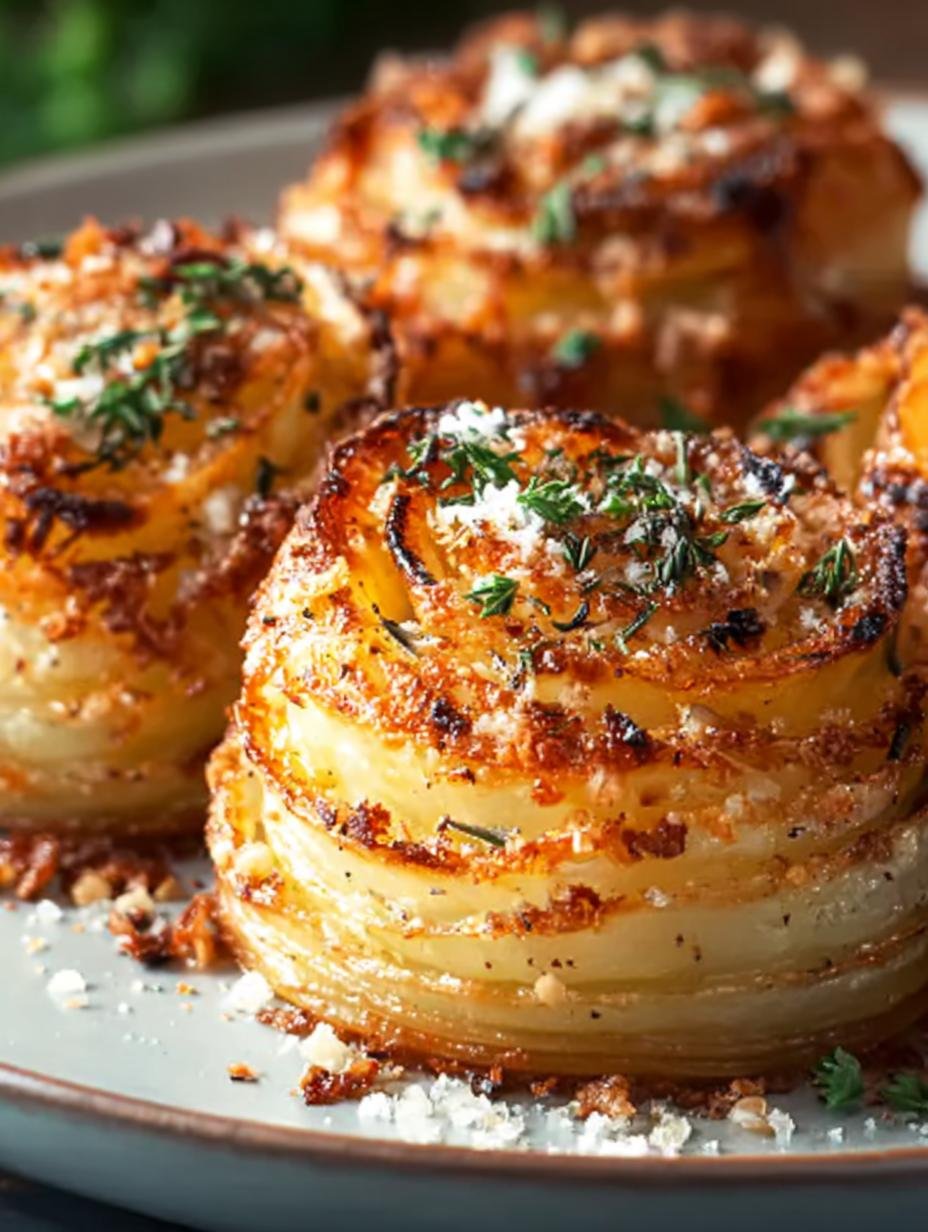 Crispy Roasted Garlic Parmesan: 12 Irresistible Potato Stacks - Crispy Roasted Garlic Parmesan - main visual representation