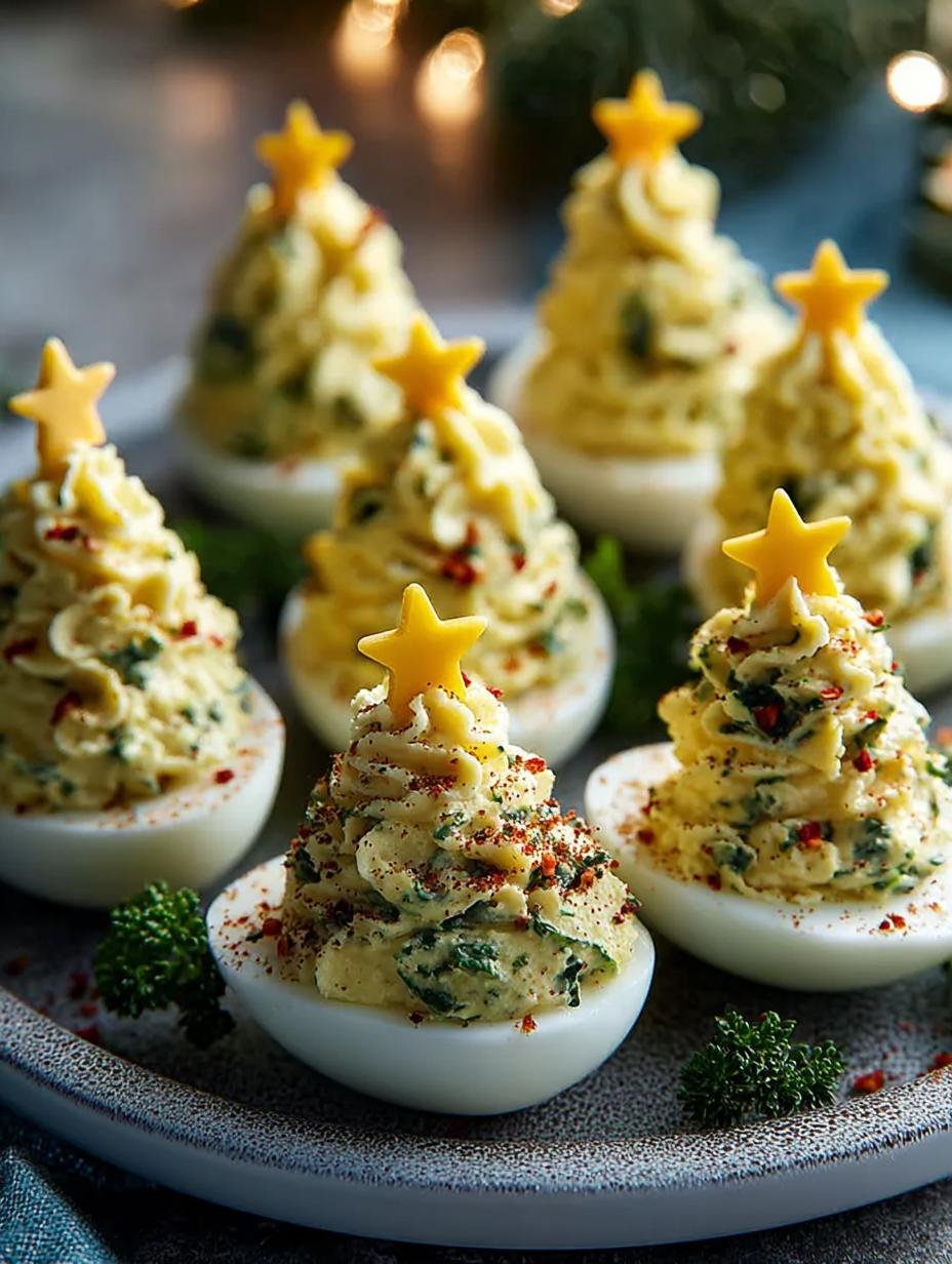 Delicious Deviled Egg Christmas Trees for Festive Cheer - Deviled Egg Christmas Trees - additional detail