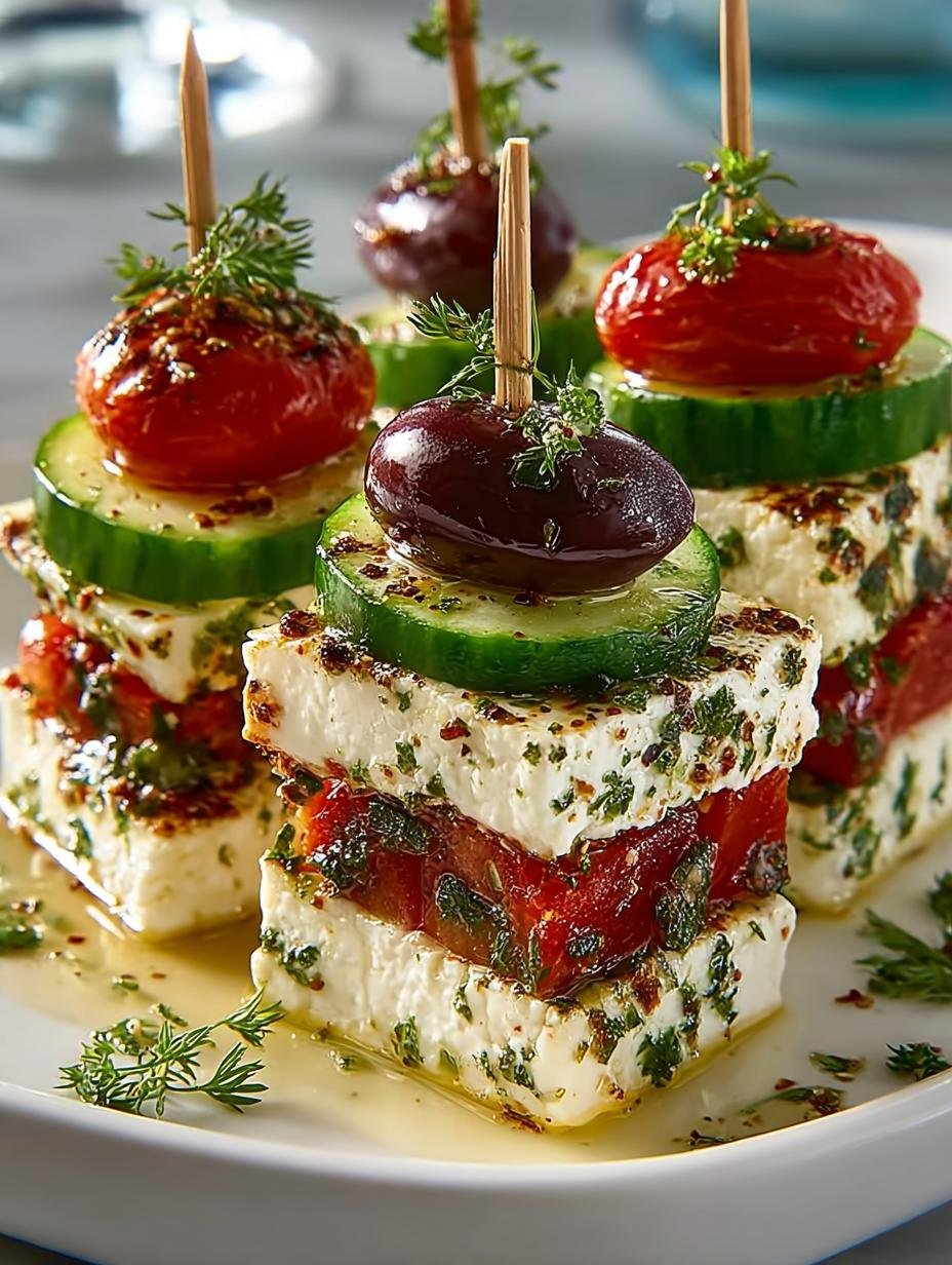 Delicious Feta Skewers with Cucumber for Summer Parties - Feta Skewers with Cucumber - main visual representation