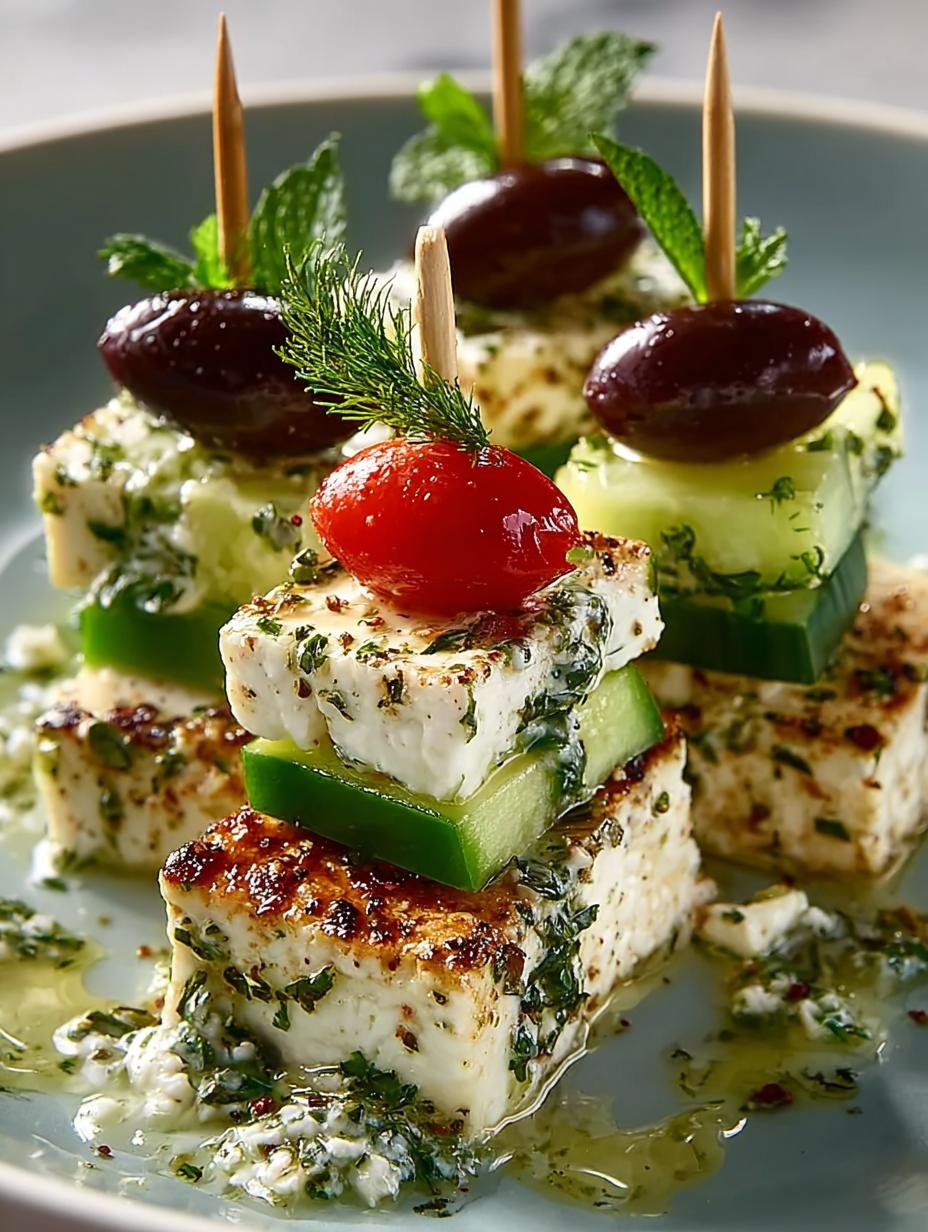 Delicious Feta Skewers with Cucumber for Summer Parties - Feta Skewers with Cucumber - additional detail