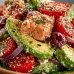 Mediterranean Salmon Avocado Salad