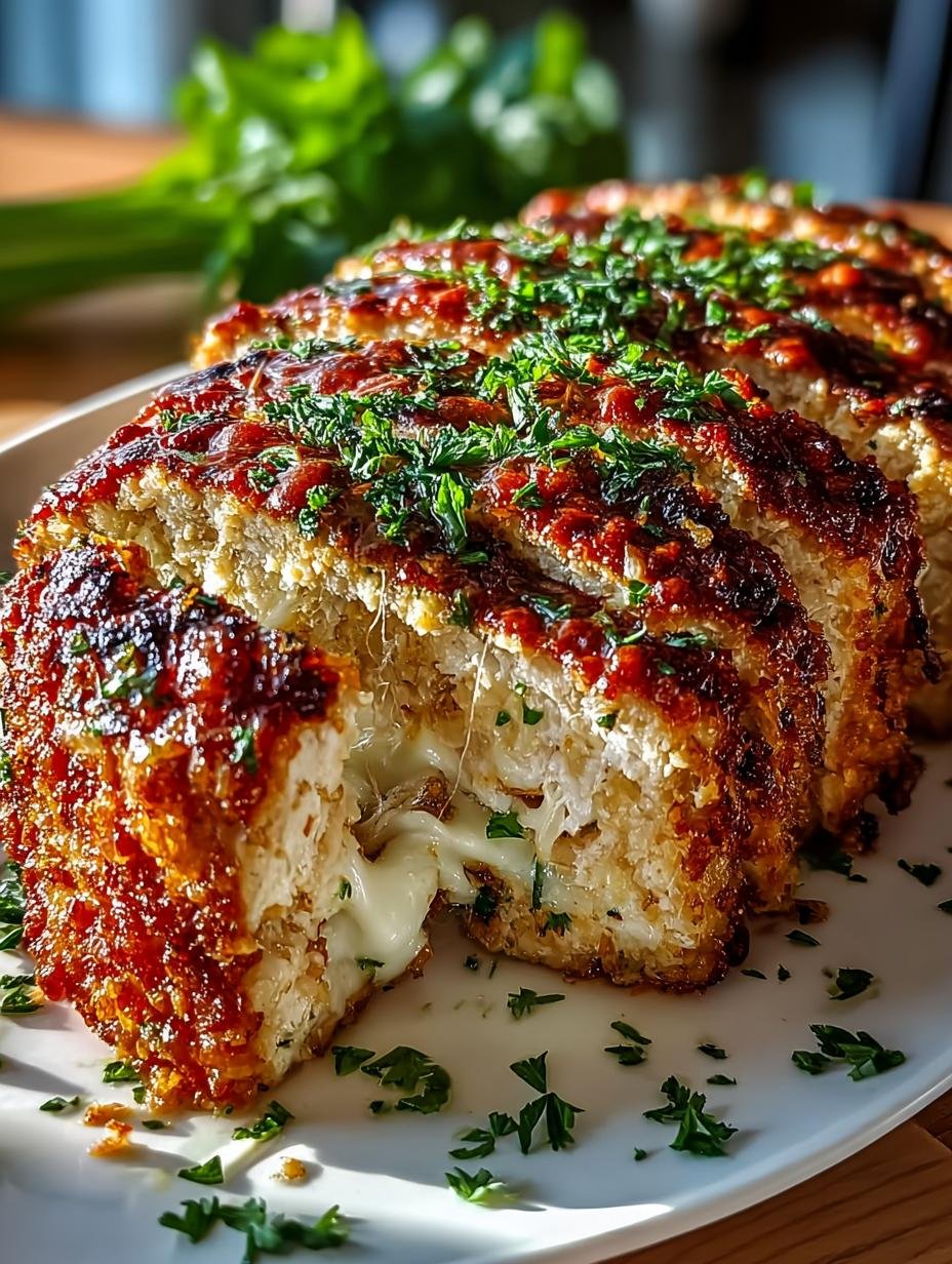 Delicious Parmesan Chicken Meatloaf with Gooey Center - Parmesan Chicken Meatloaf - main visual representation