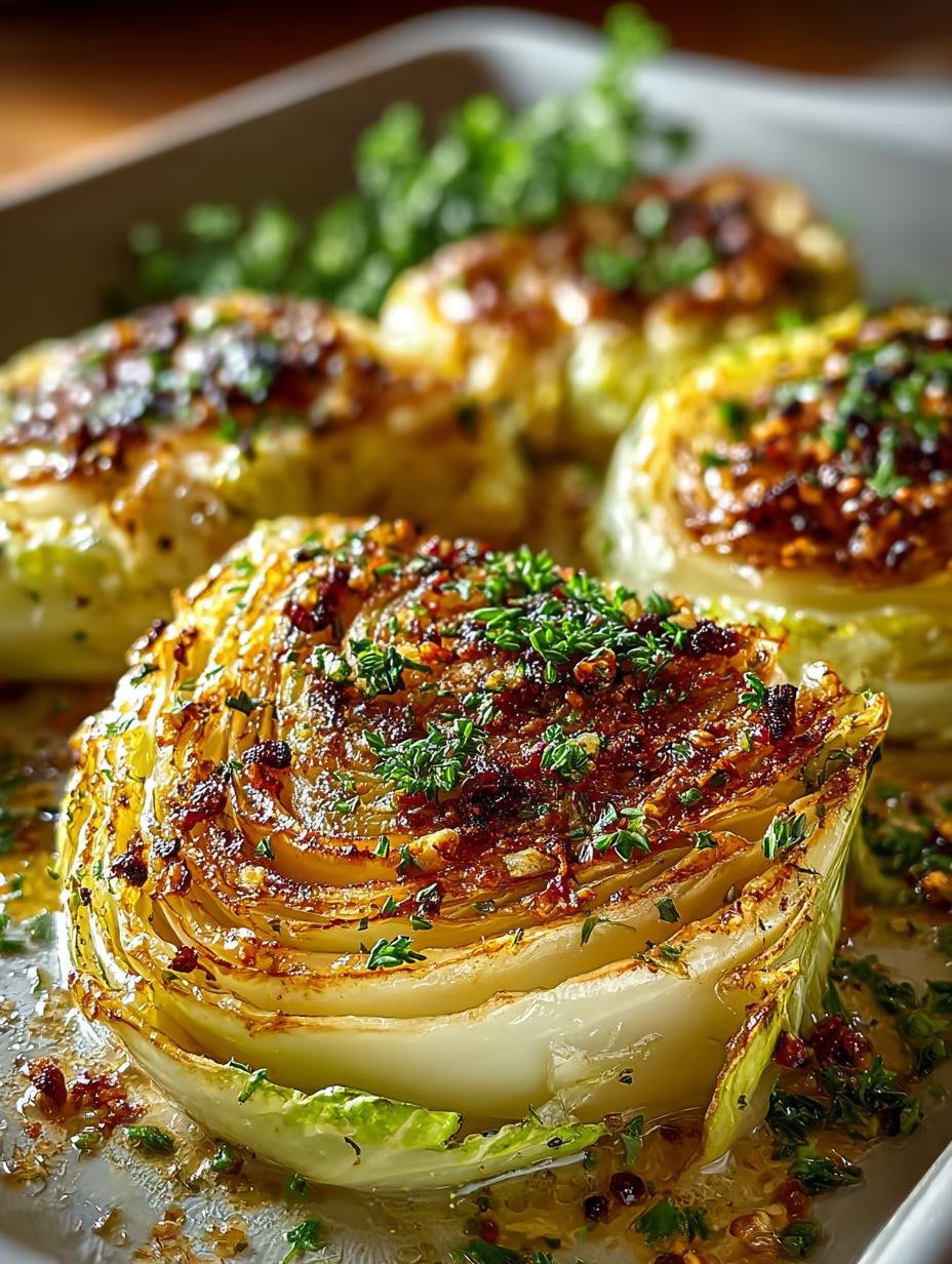 Savory Garlic Butter Roasted Cabbage Steaks Delight
