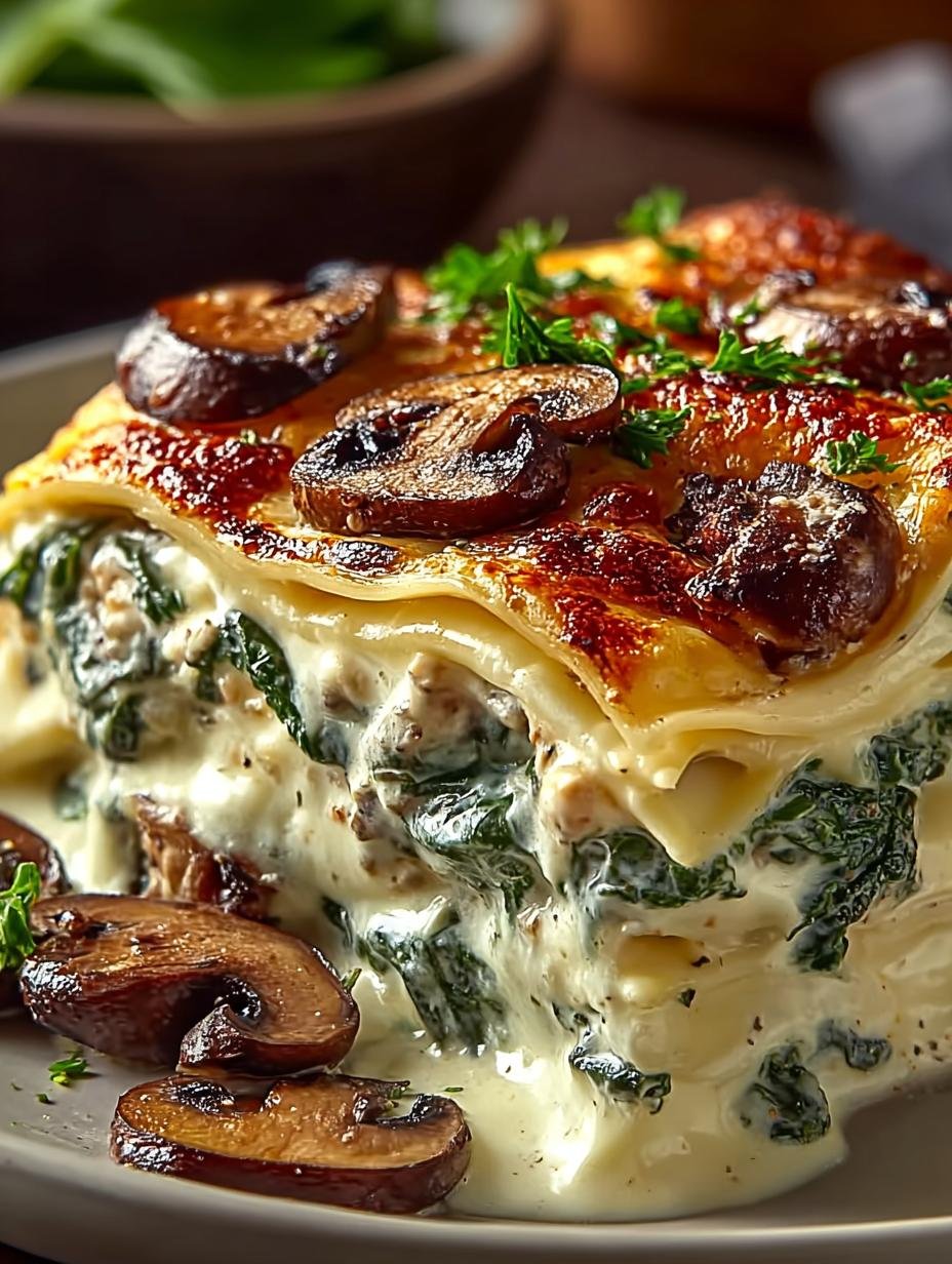 Spinach Mushroom White Lasagna: 6 Layers of Comfort - Spinach Mushroom White Lasagna - main visual representation