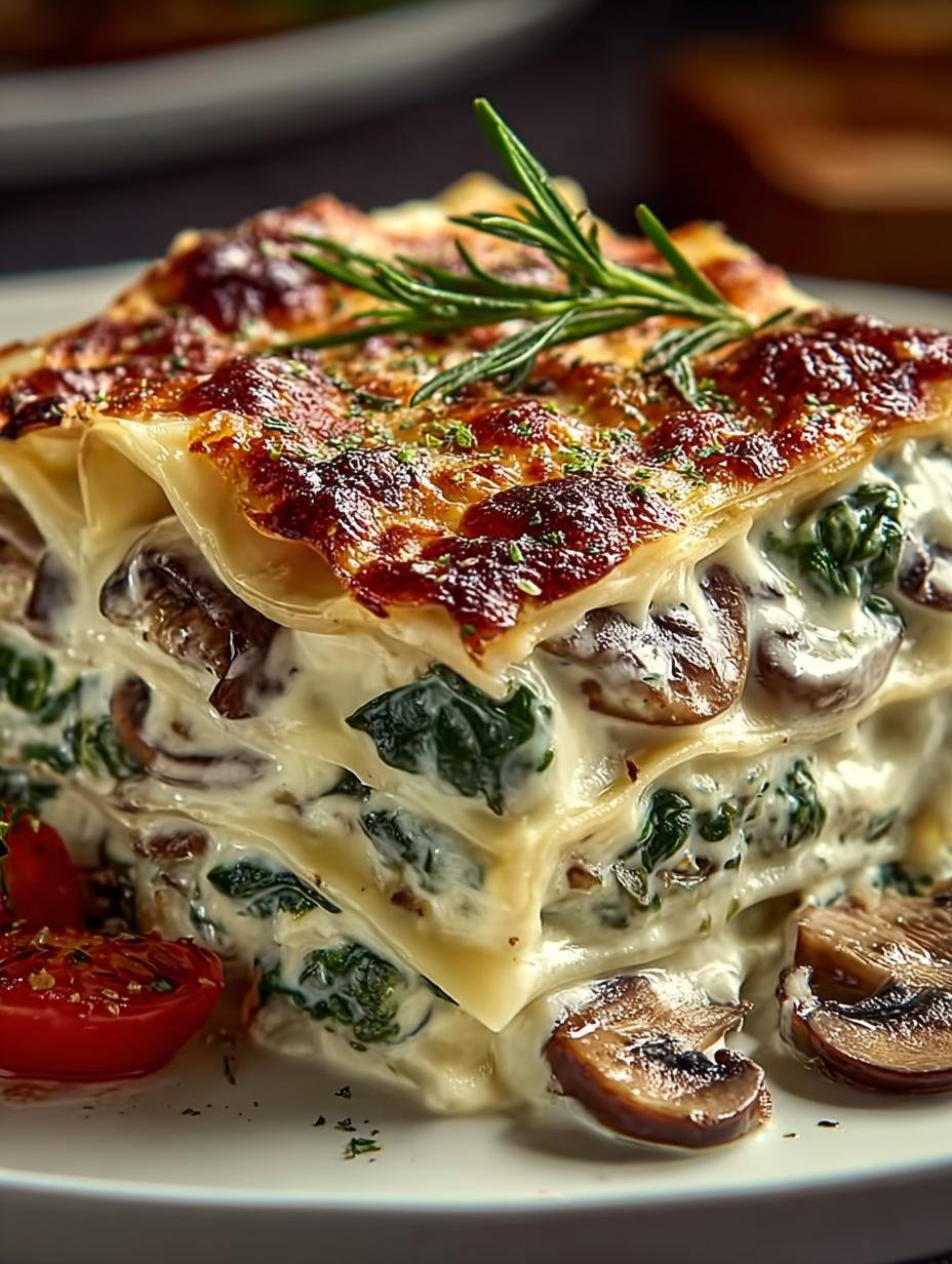 Spinach Mushroom White Lasagna: 6 Layers of Comfort - Spinach Mushroom White Lasagna - additional detail