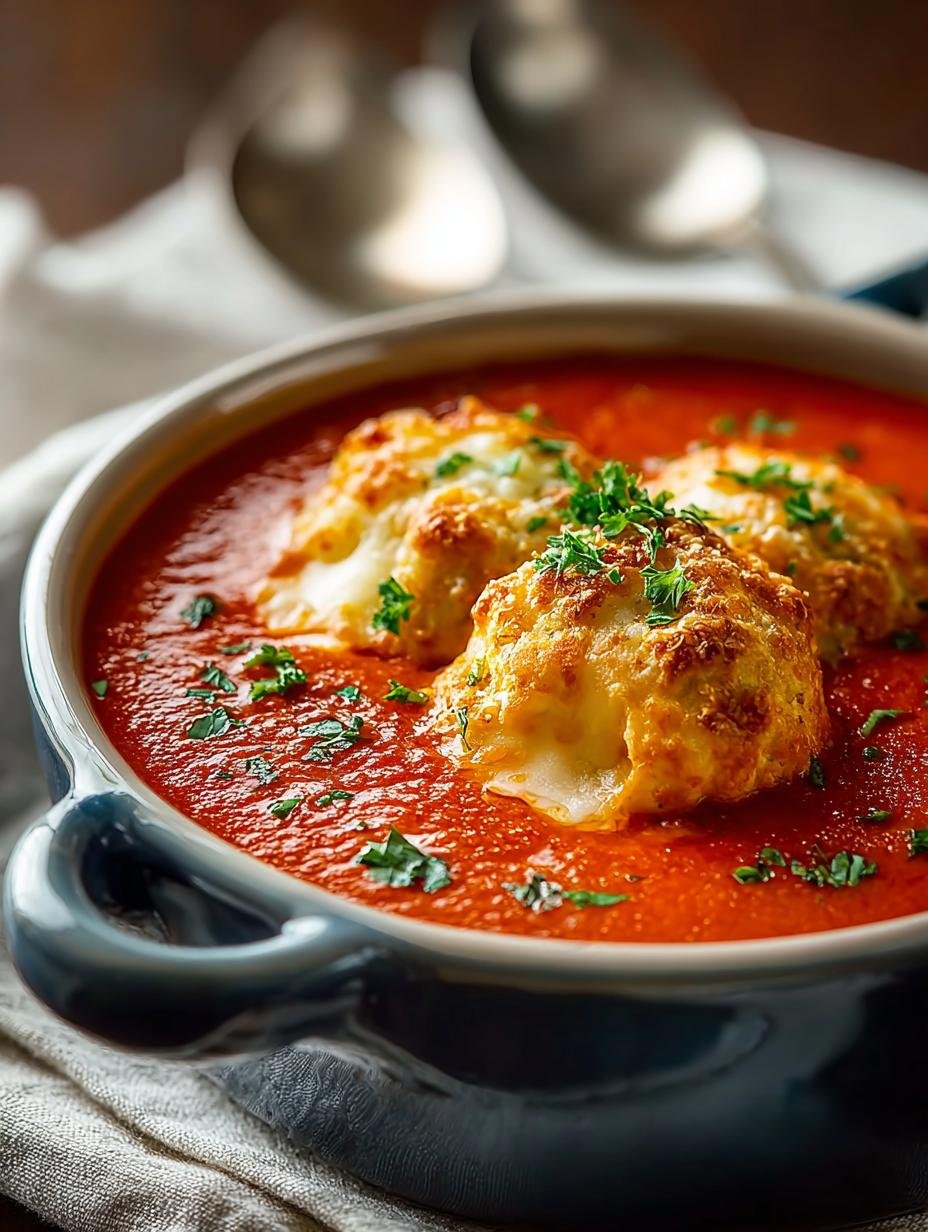Tomato Soup with Cheesy Cheddar Bay Dumplings - Tomato Soup with Cheesy - main visual representation