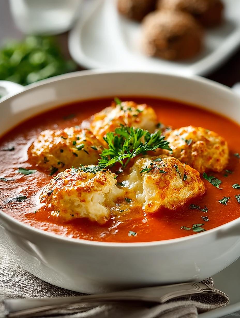 Tomato Soup with Cheesy Cheddar Bay Dumplings