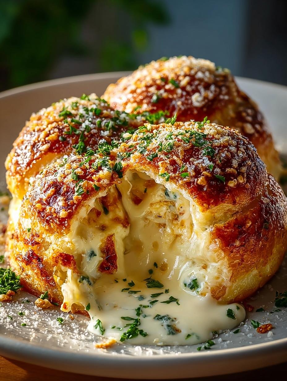 Cheesy Alfredo Stuffed Parmesan Bread Bombs to Savor