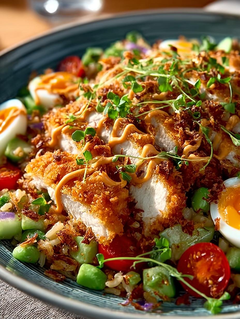 Flavorful Chicken Crispy Rice Salad with Peanut Dressing - Chicken Crispy Rice Salad - main visual representation