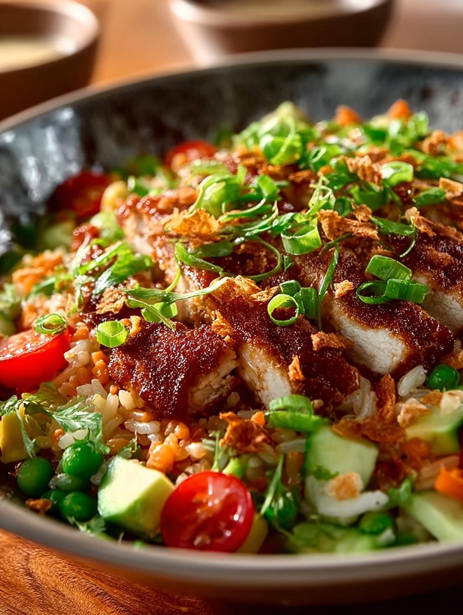 Flavorful Chicken Crispy Rice Salad with Peanut Dressing - Chicken Crispy Rice Salad - additional detail