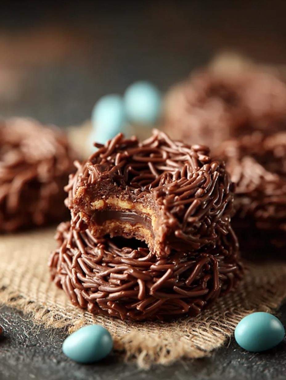 Chocolate Bird Nest Cookies: 5 Irresistible Easter Treats - Chocolate Bird Nest Cookies - additional detail