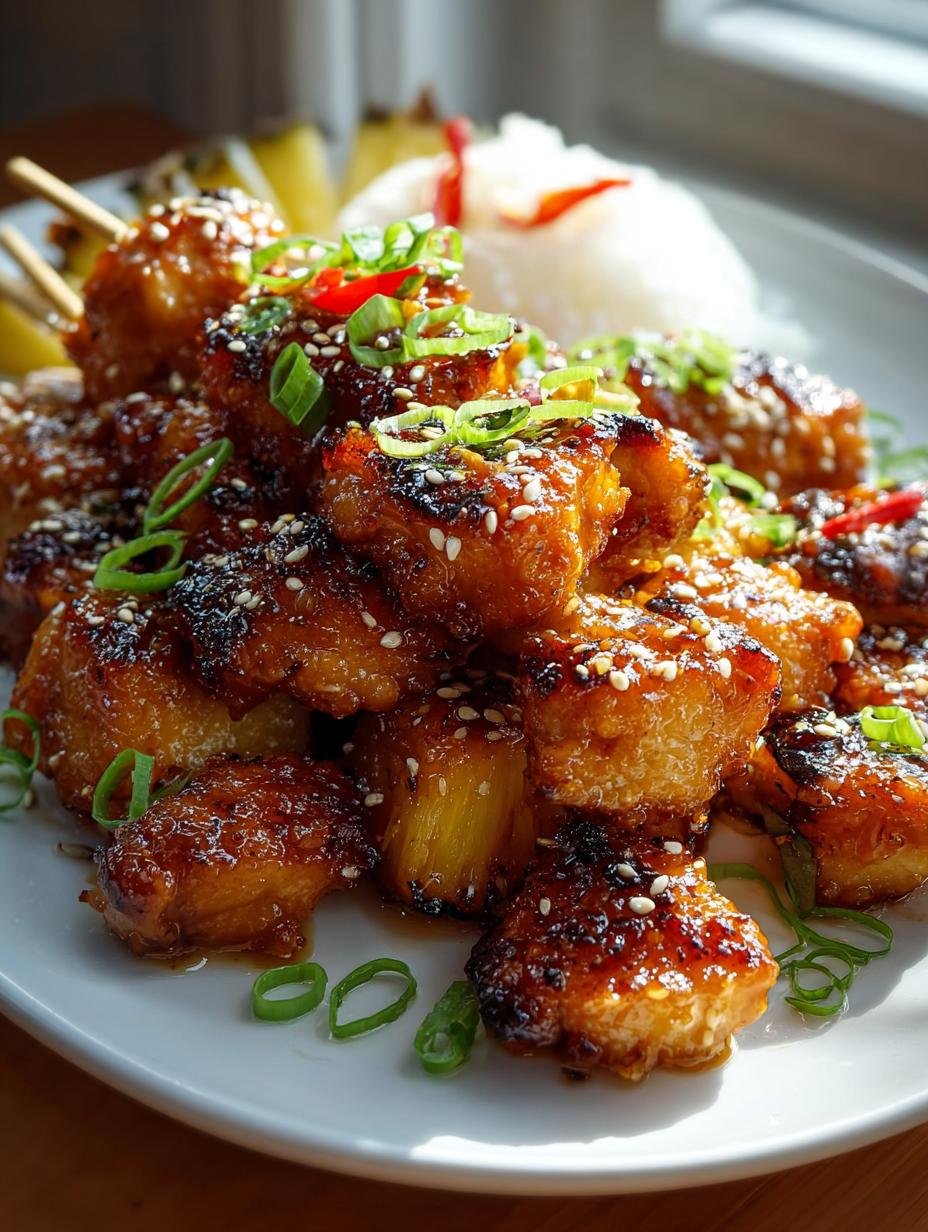 Delicious Honey Garlic Chicken Pineapple Skewers - Honey Garlic Chicken Pineapple - additional detail