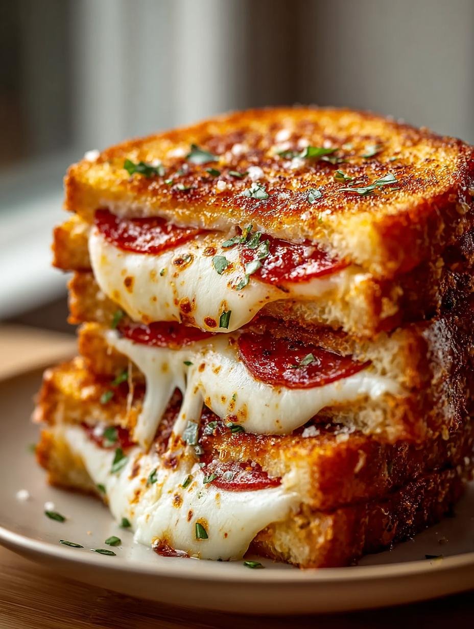 Pizza Grilled Cheese with Beef Pepperoni Delight - Pizza Grilled Cheese with - main visual representation