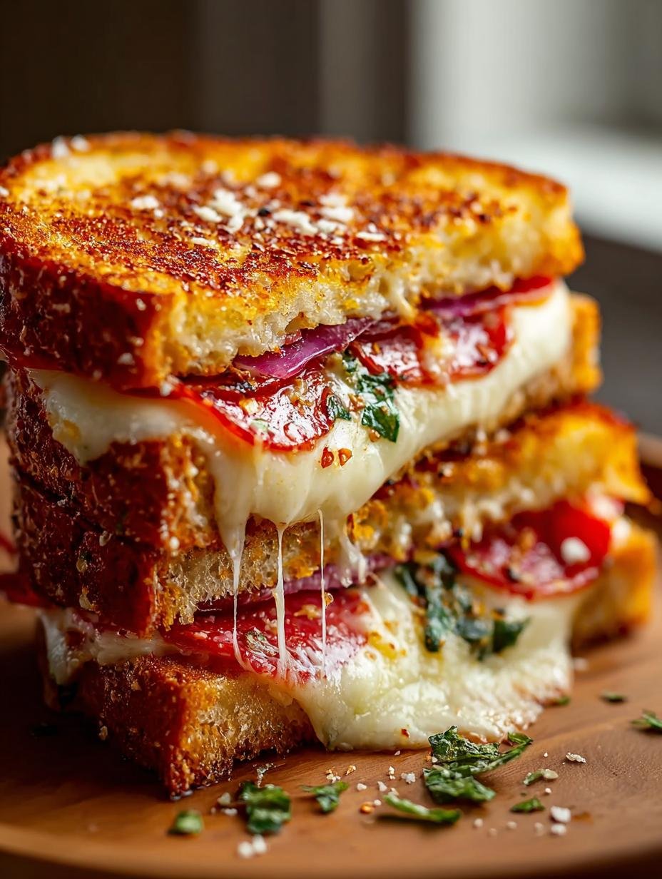 Pizza Grilled Cheese with Beef Pepperoni Delight - Pizza Grilled Cheese with - additional detail
