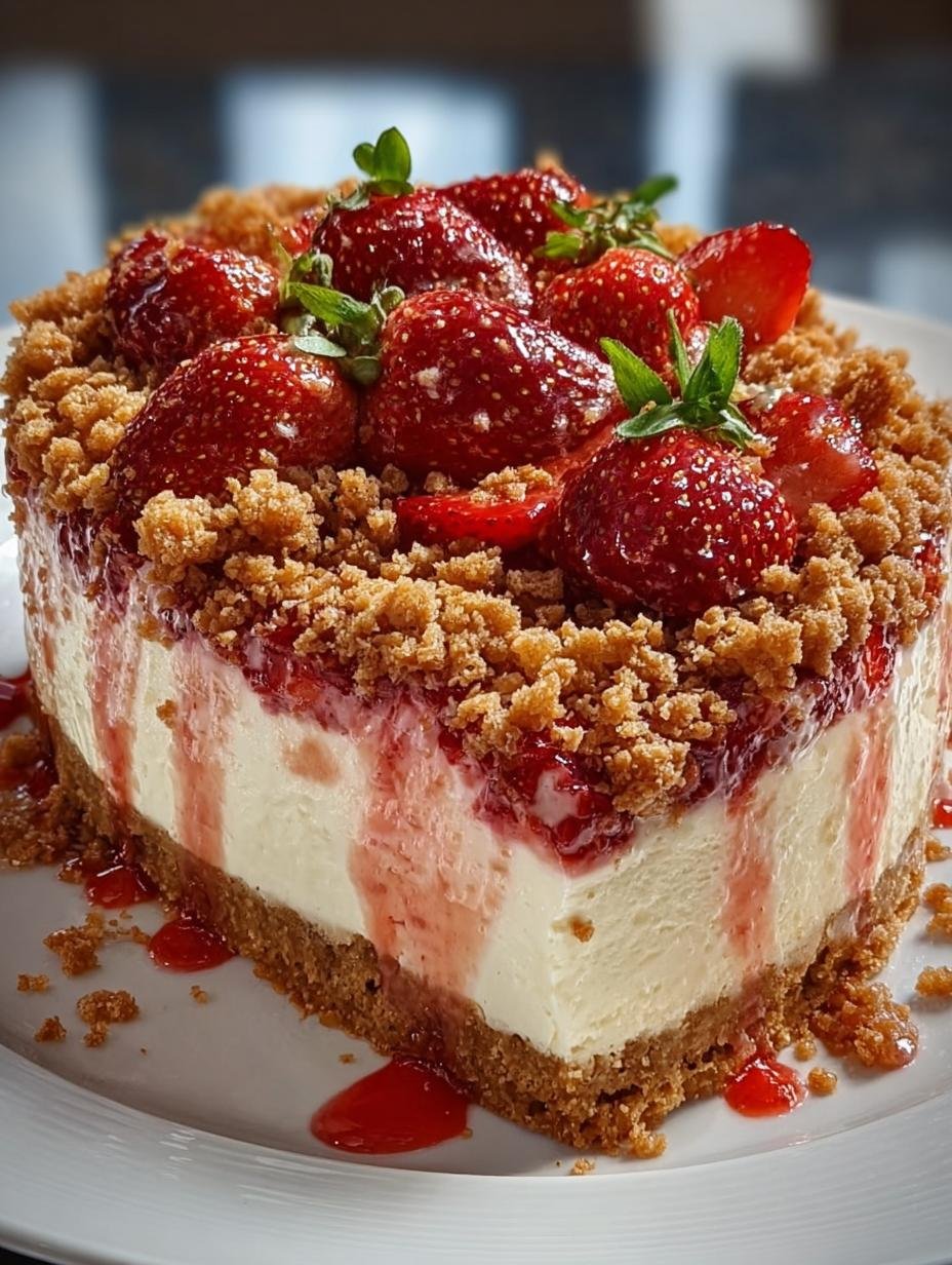 Irresistible Strawberry Crunch Cheesecake Recipe for Summer - Strawberry Crunch Cheesecake - main visual representation