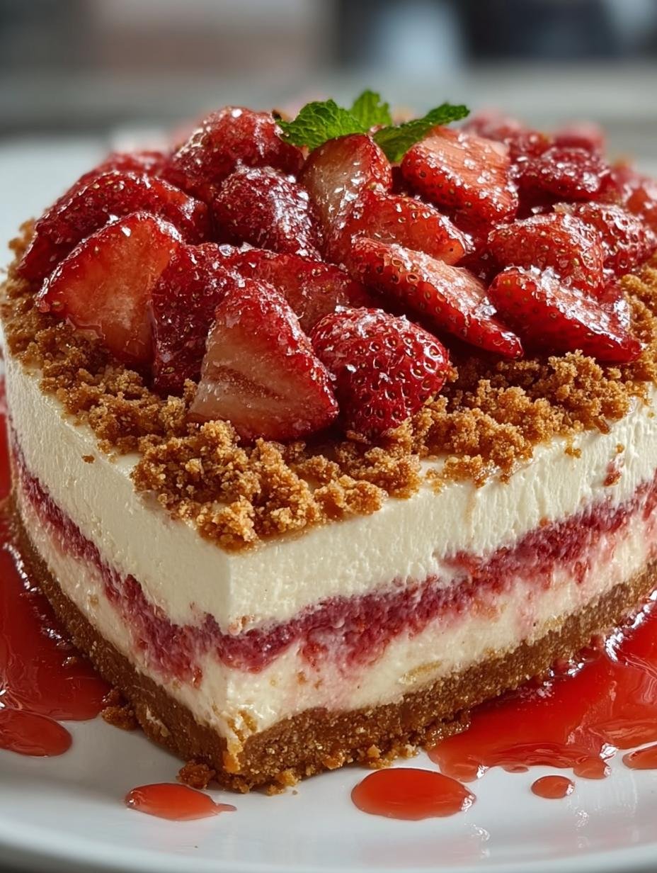 Irresistible Strawberry Crunch Cheesecake Recipe for Summer - Strawberry Crunch Cheesecake - additional detail